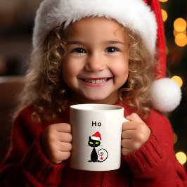 Taza De Café Funny Black Sitting El gato de los Navidades de Sa