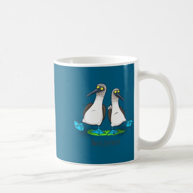 Taza De Café Funny Blue Footed Ies Cartoon Illustration  (Derecha)