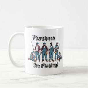 Taza De Café FUNNY BLUE/WHITE ''Los plomeros van a pescar''