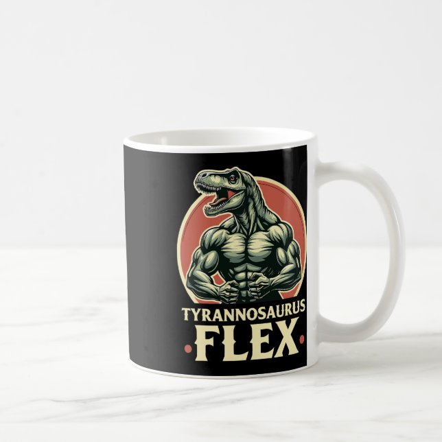 Taza De Café Funny Bodybuilder Tyrannosaurus Flex Gym T-rex Din (Derecha)