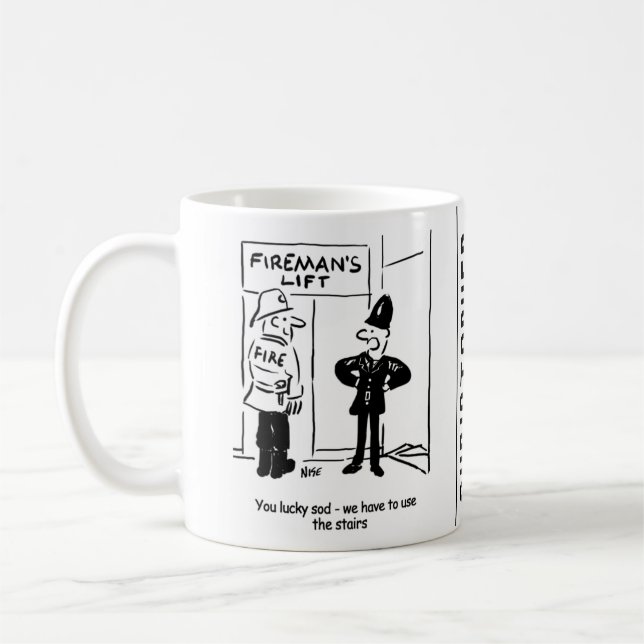 Taza De Café Funny bombero y Personalizado de policía (Izquierda)