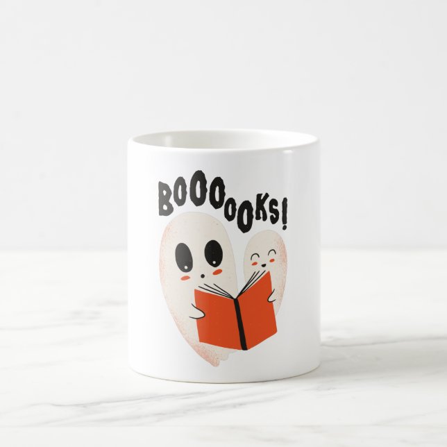 Taza De Café Funny Bookworm Ghost Halloween Costume Boooooks (Centro)