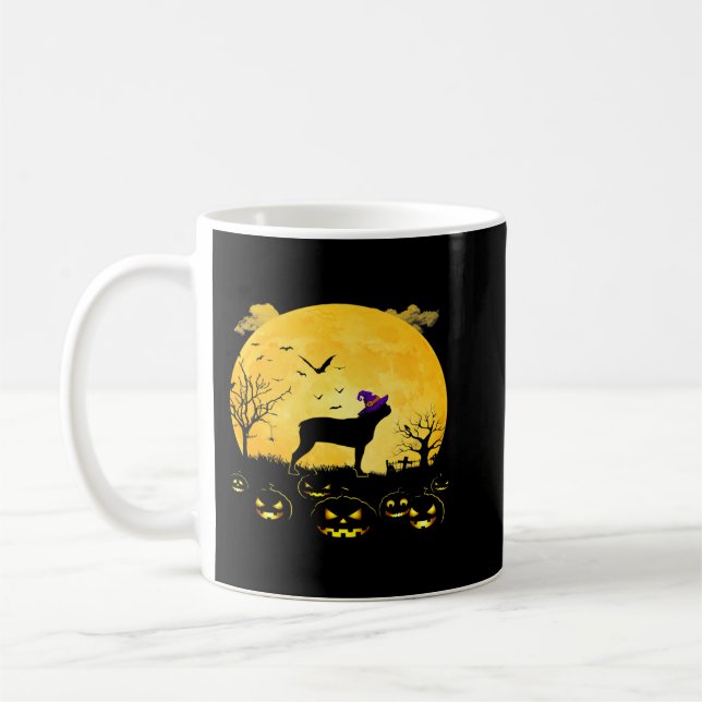 Taza De Café Funny Boston Terrier Dog Halloween (Izquierda)