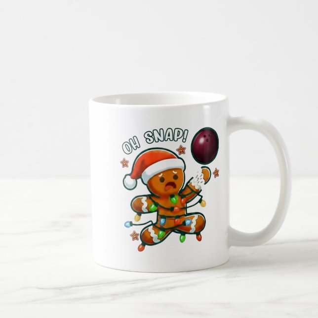 Taza De Café Funny Bowling Gingerbread Cookie Lights Oh Snap Gi (Derecha)