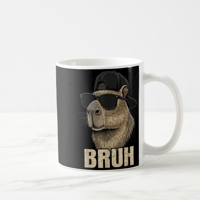 Taza De Café Funny Bruh Meme Capybara Lover Cool Sungles For Me (Derecha)