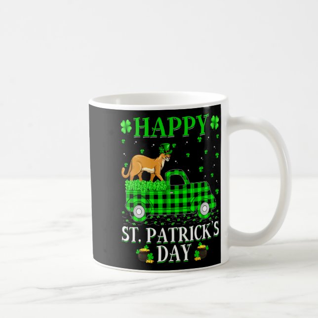Taza De Café Funny Buffalo Plaid Green Truck Cougar St Patrick  (Derecha)