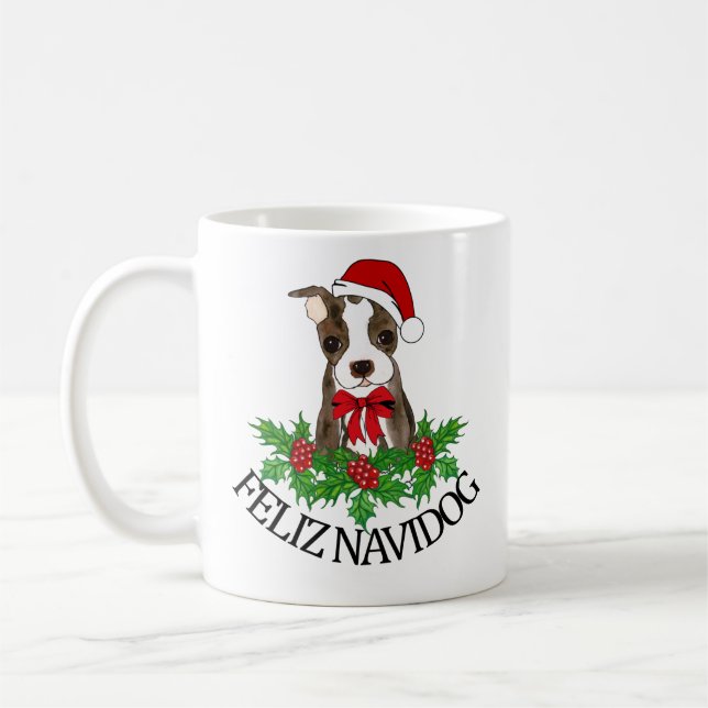 Taza De Café Funny Bulldog francés personalizado Santa Hat (Izquierda)