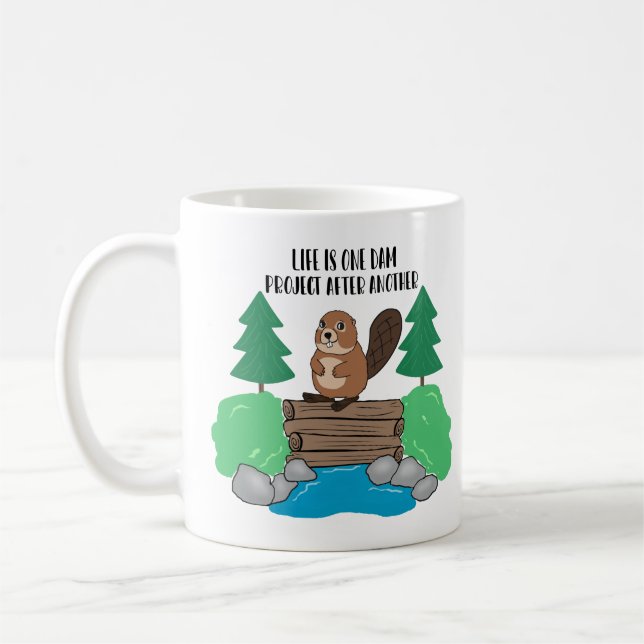 Taza De Café Funny Busy Beaver Dam Project (Izquierda)