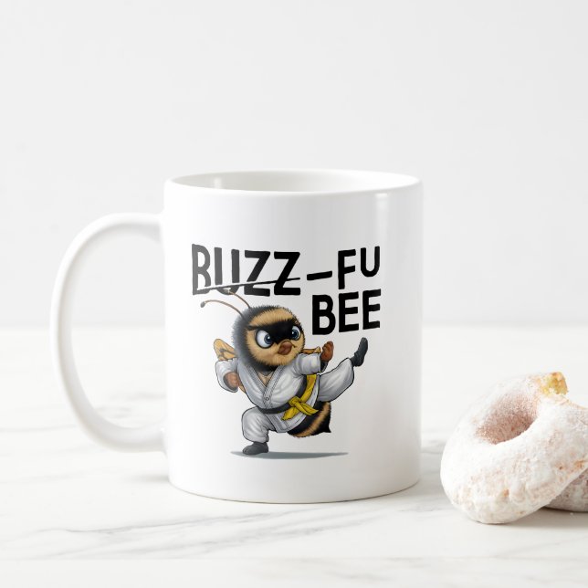 Taza De Café Funny Buzz-Fu Bee Martial Arts (Con donut)