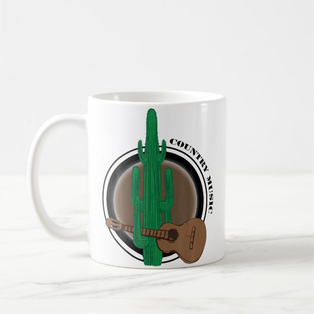Taza De Café Funny Cactus With Guitar Playing Country Music (Izquierda)