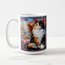 Taza De Café Funny Calico Demon y Angel Cat