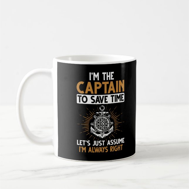 Taza De Café Funny Capitán del Bote Chistes de vela divertidos (Izquierda)