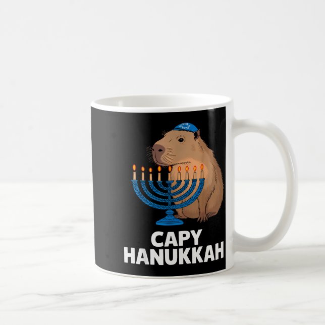 Taza De Café Funny Capybara Happy Hanukkah Chanukah Jewish Men  (Derecha)