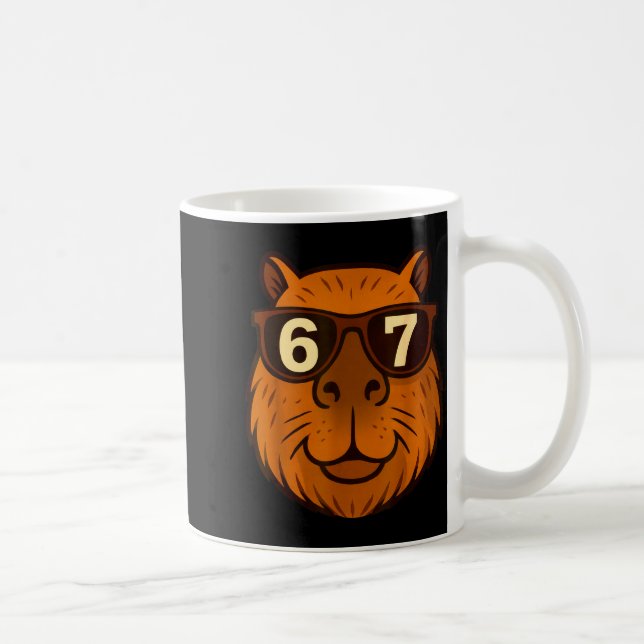 Taza De Café Funny Capybara Sungles 67 Six Seven Meme  (Derecha)