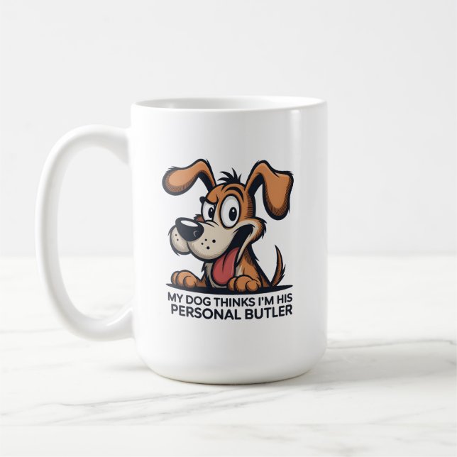 Taza De Café Funny Cartoon Dog Butler Quote (Izquierda)