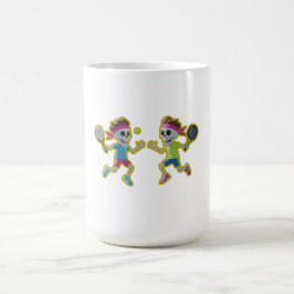 Taza De Café Funny Cartoon Skeletons Playing Padel Tennis – 3D 
