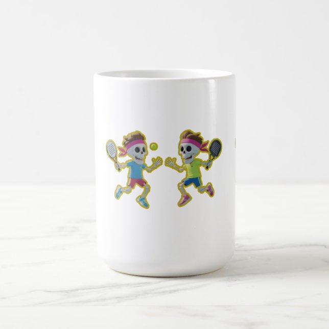 Taza De Café Funny Cartoon Skeletons Playing Padel Tennis – 3D  (Centro)