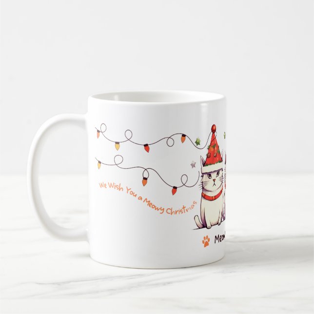 Taza De Café Funny Cat Christmas Lights Mug (Izquierda)