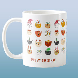 Taza De Café Funny Cat Meowy Navidades