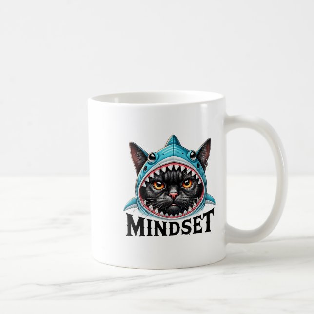 Taza De Café Funny Cat, Mindset Motivational Saying, Shark  (Derecha)