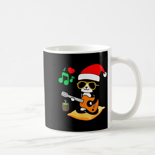 Taza De Café Funny Cat Playing Guitar Sungles Santa Hat Christm (Derecha)