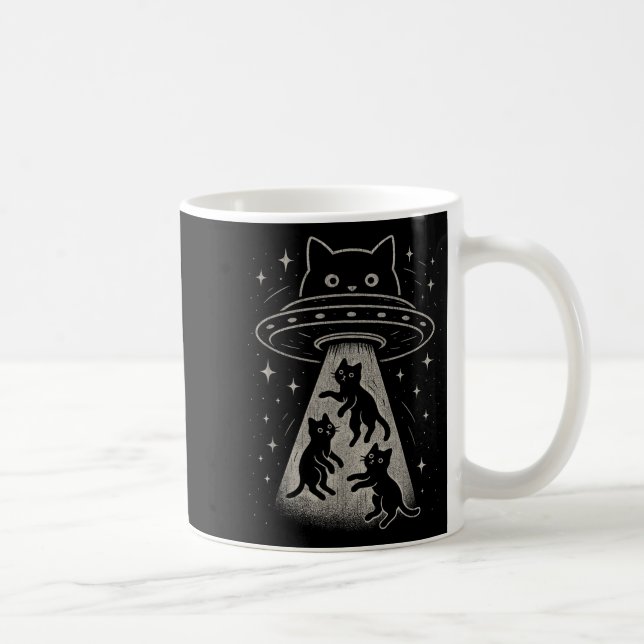Taza De Café Funny Cat Ufo Cute Kitty Space Spaceship Alien Aes (Derecha)