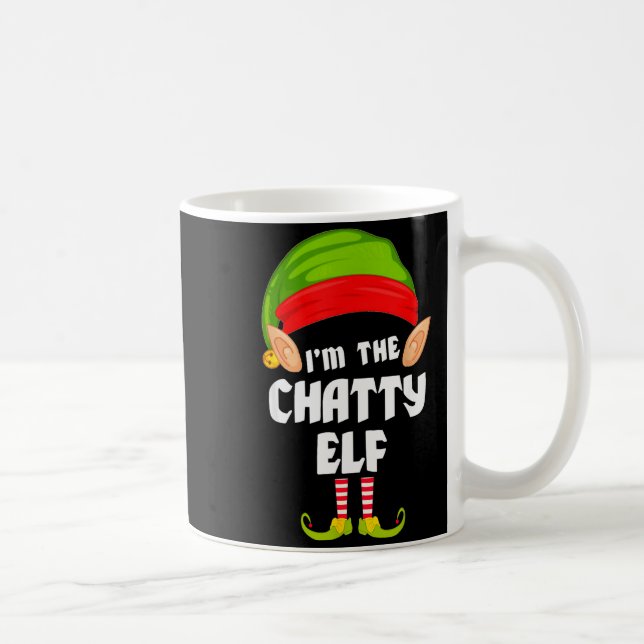Taza De Café Funny Chatty Elf Matching Family Group Pj Christma (Derecha)