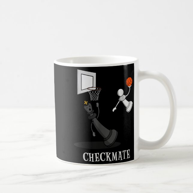 Taza De Café Funny Checkmate Chess Basketball Game Board King P (Derecha)
