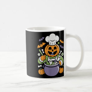 Taza De Café Funny Chef de Calabaza Cocinando Halloween Cauldro