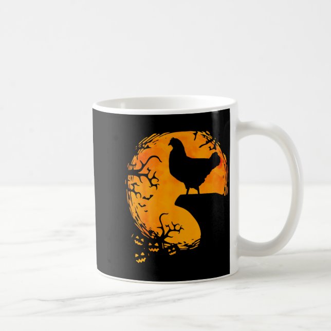 Taza De Café Funny Chicken Halloween Moon Silhouette Soky Chick (Derecha)