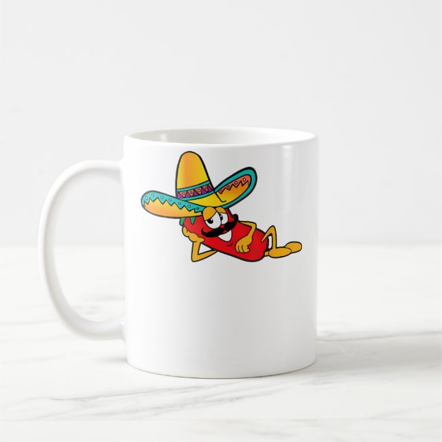Taza De Café Funny Chili Vibes Pepper With Sombrero Moustache M (Izquierda)