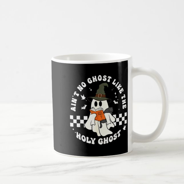 Taza De Café Funny Christian Ghost With Bible Retro Catholic Cu (Derecha)