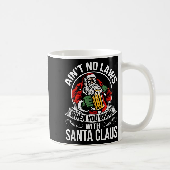 Taza De Café Funny Christmas Beer Drinking With Santa Clause  (Derecha)