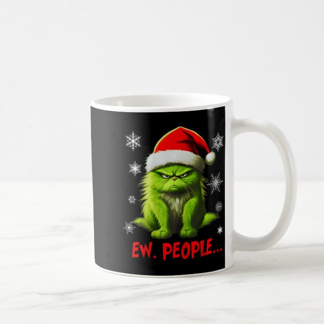 Taza De Café Funny Christmas Cat Ew People Meowy Cat Lovers Men (Derecha)