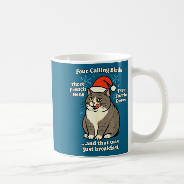 Taza De Café Funny Christmas Cat Meme Caroling Holiday Santa Ha (Derecha)