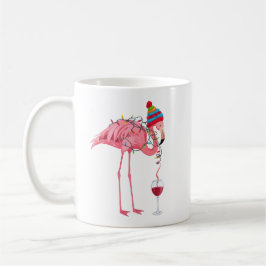 Taza De Café Funny Christmas Flamingo with Wine
