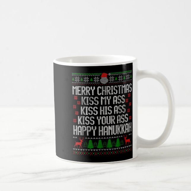 Taza De Café Funny Christmas Kiss My Happy Hanukkah Humor  (Derecha)
