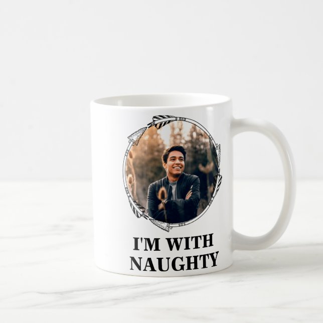 Taza De Café Funny Christmas Matching Couple Naughty Nice Photo (Derecha)
