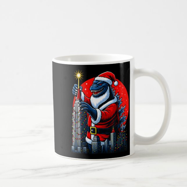Taza De Café Funny Christmas Monster Santazilla Holiday Dinosau (Derecha)