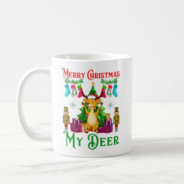 Taza De Café Funny Christmas Reindeer, Merry Christmas My Deer (Izquierda)