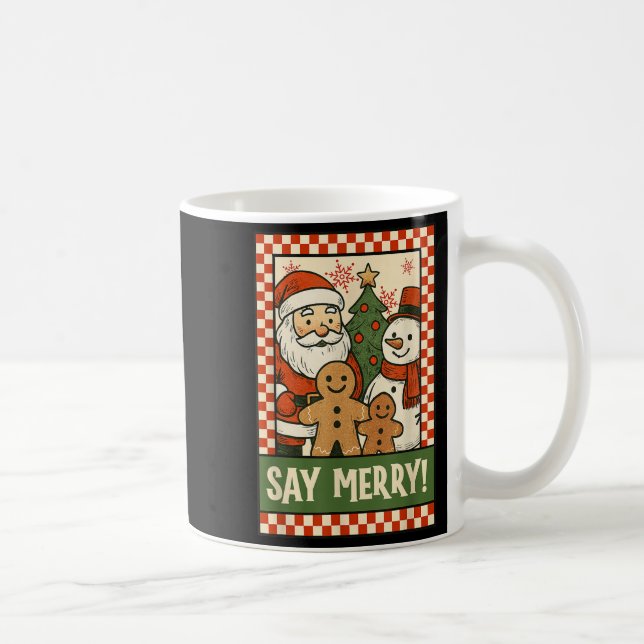 Taza De Café Funny Christmas Santa Gingerbread Snowman Selfie S (Derecha)