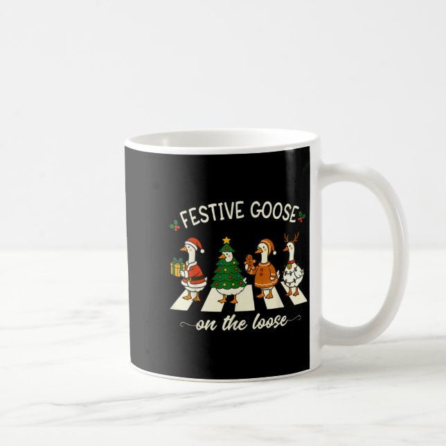 Taza De Café Funny Christmas Silly Goose Meme Festive Goose On  (Derecha)