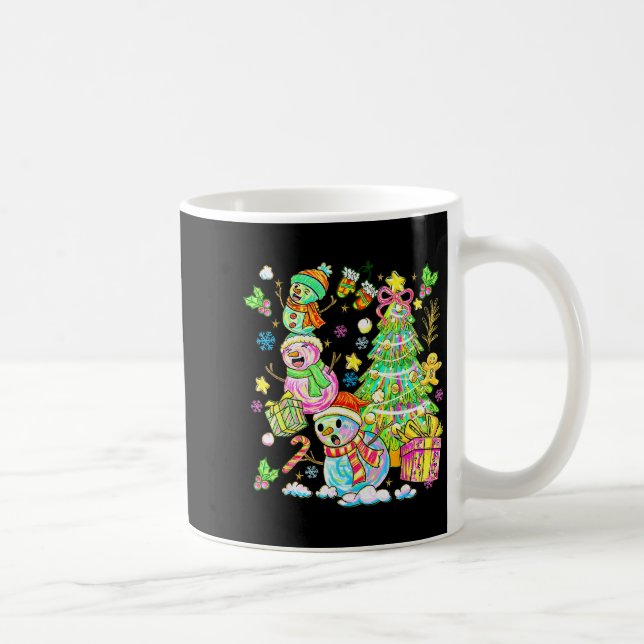 Taza De Café Funny Christmas Snowman Topper Tree Holiday Family (Derecha)