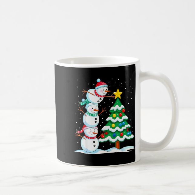 Taza De Café Funny Christmas Snowman Topper Tree Holiday Family (Derecha)