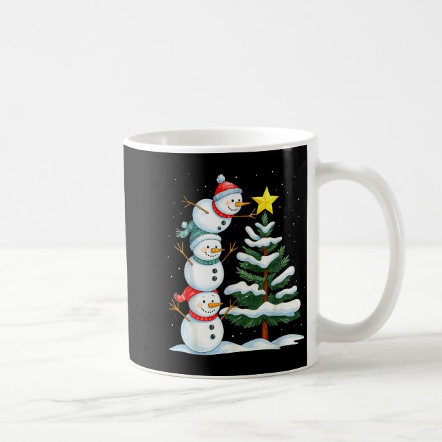 Taza De Café Funny Christmas Snowman Topper Tree Holiday Family (Derecha)