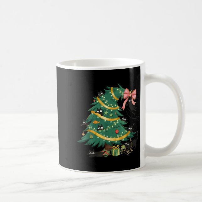 Taza De Café Funny Christmas Tree Cute Black Cat Matching Famil (Derecha)
