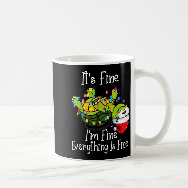 Taza De Café Funny Christmas Turtle It's Fine I'm Fine Everythi (Derecha)