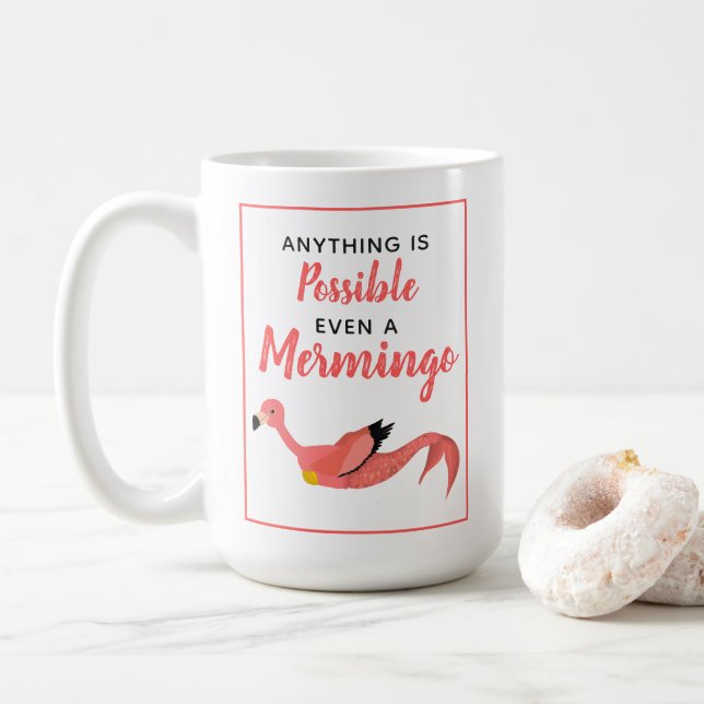 Taza De Café Funny Cita Inspiradora de Sirena Rosa Flamingo (Con donut)
