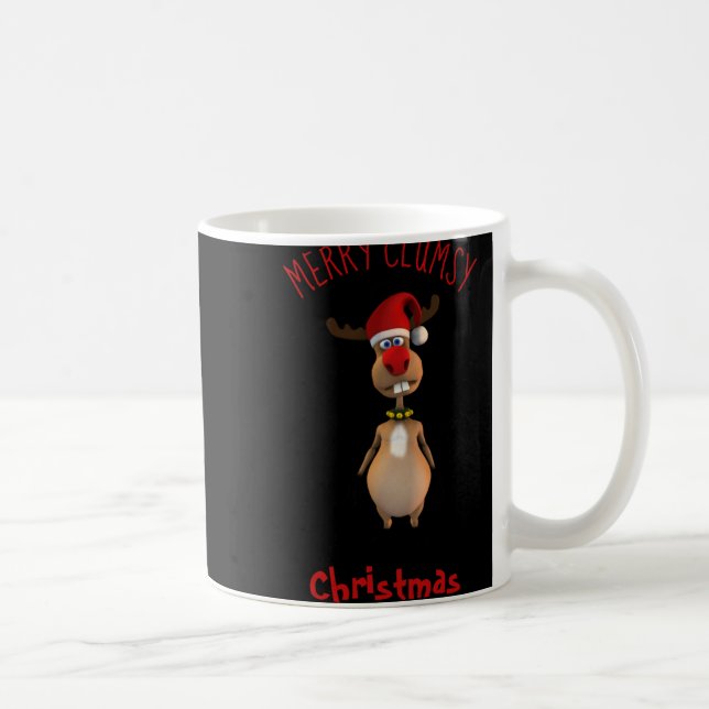 Taza De Café Funny Clumsy Reindeer Merry Christmas T Shirt  (Derecha)