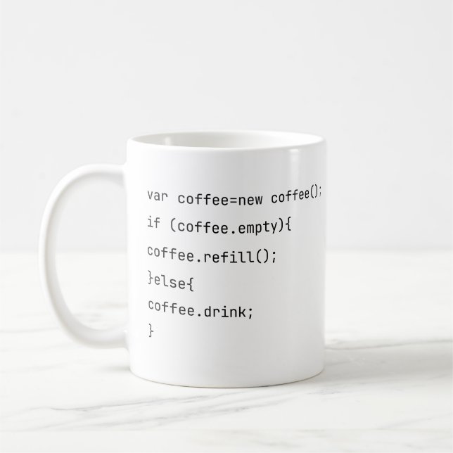 Taza De Café Funny Coding var coffee = new Coffee() Programmers (Izquierda)